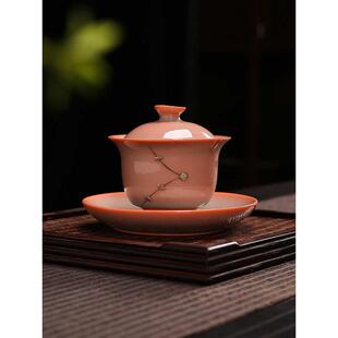 宝盖碗茶杯陶瓷茶具复古茶碗泡茶器单莲花主人杯 青瓷猪油冻锔钉元