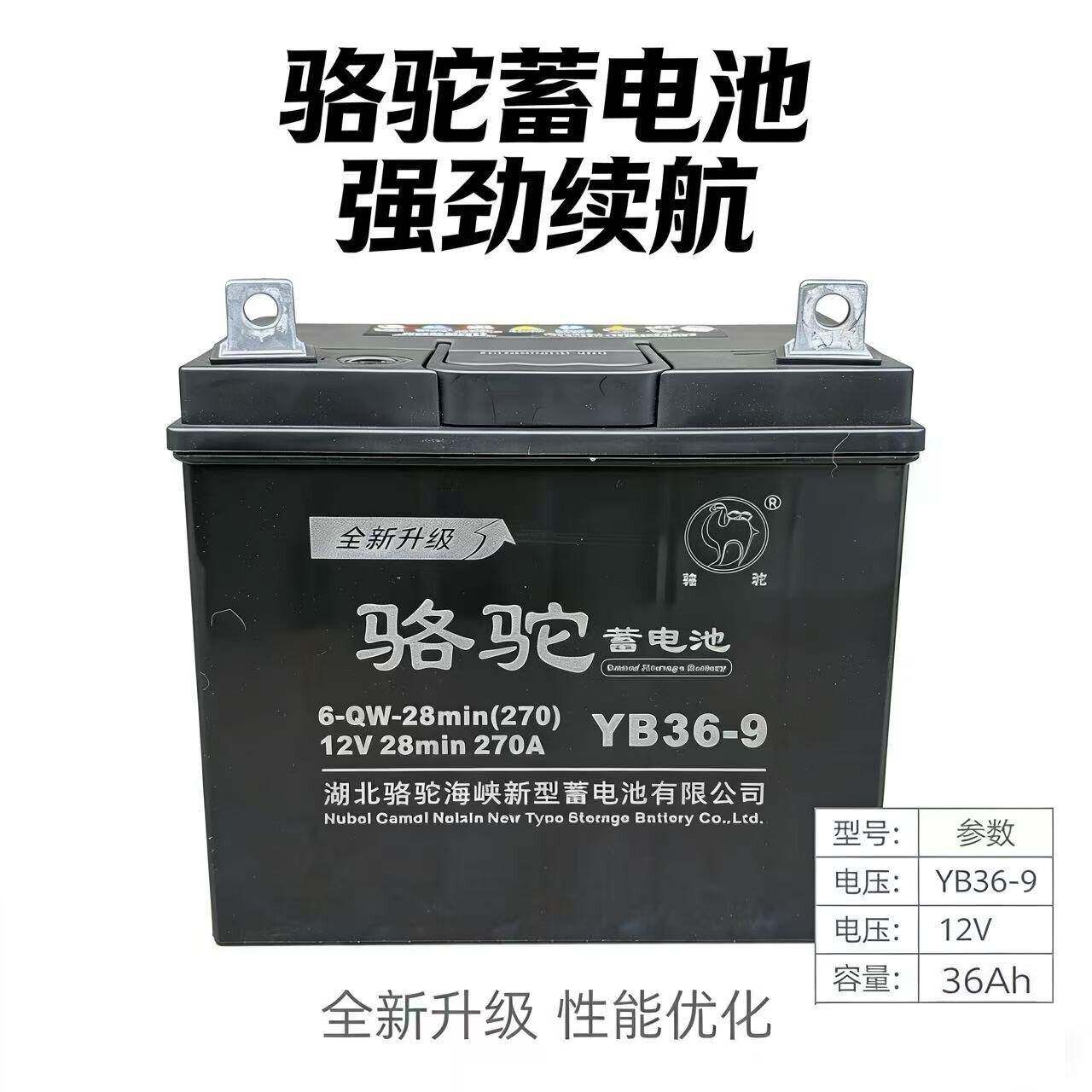 骆驼电池12V36A燃油三轮机车微耕机发电机启动铅酸免维护蓄电瓶