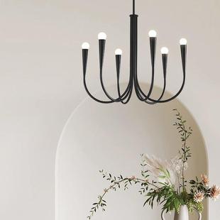 式 中古风室黑色蜡烛吊灯餐厅卧法房间主卧灯 复古客美厅吊934灯式