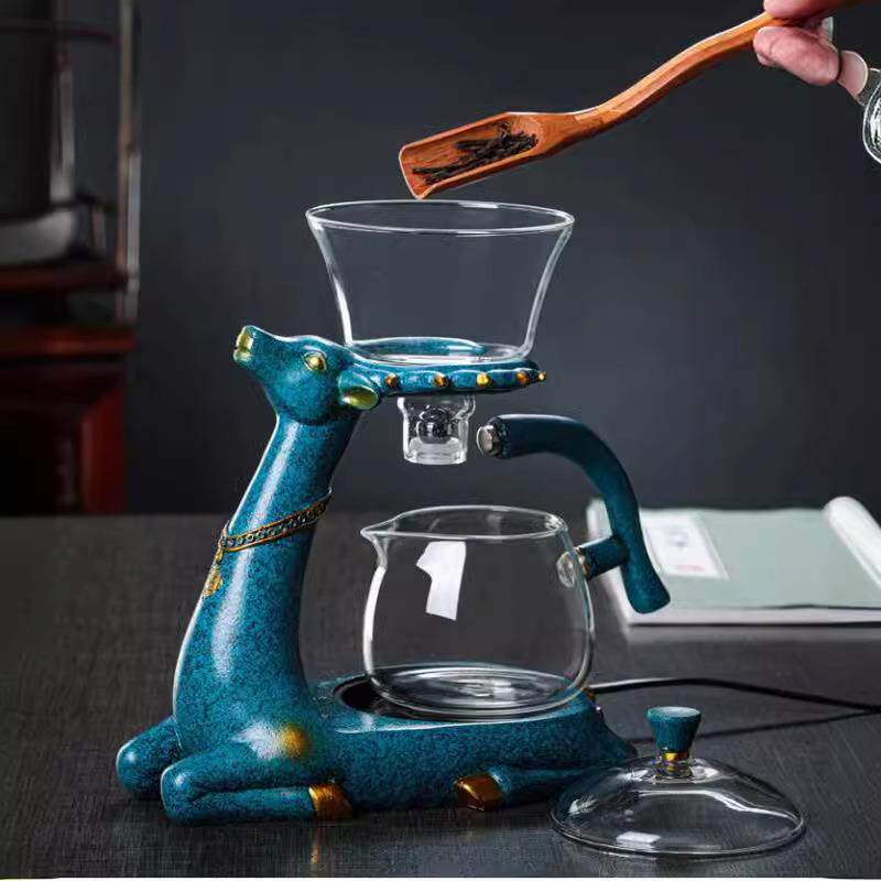 功夫茶具自85动玻璃创意冲器家简约全懒人泡茶茶器煮茶壶套用装