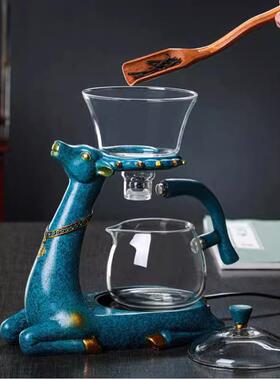 功夫茶具自85动玻璃创意冲器家简约全懒人泡茶茶器煮茶壶套用装