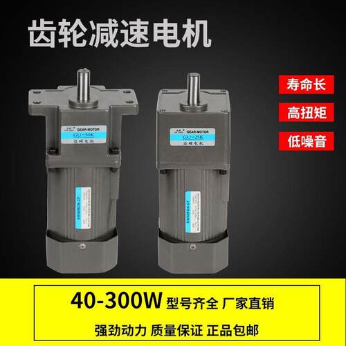 60/90/120/180/200/250/300W微型齿轮减速马达单相输送带调速电机