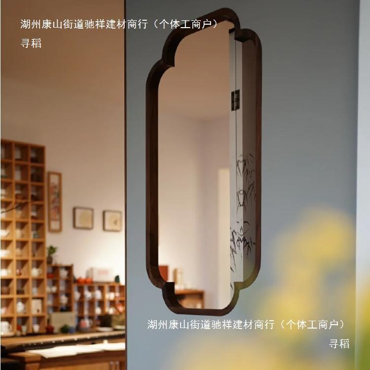宋式美学复古小轩窗茶室墙面装饰新中式实木客厅玄关屏风入户花窗图片