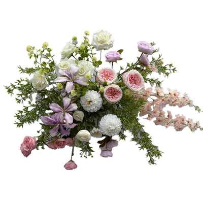 仿真花森系粉紫地排花排千代兰婚庆背景装饰布置路引花订婚宴花艺