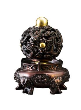 台湾祥狮全铜九转青龙干坤鼎招财开业工艺品家居公司店铺客厅摆件