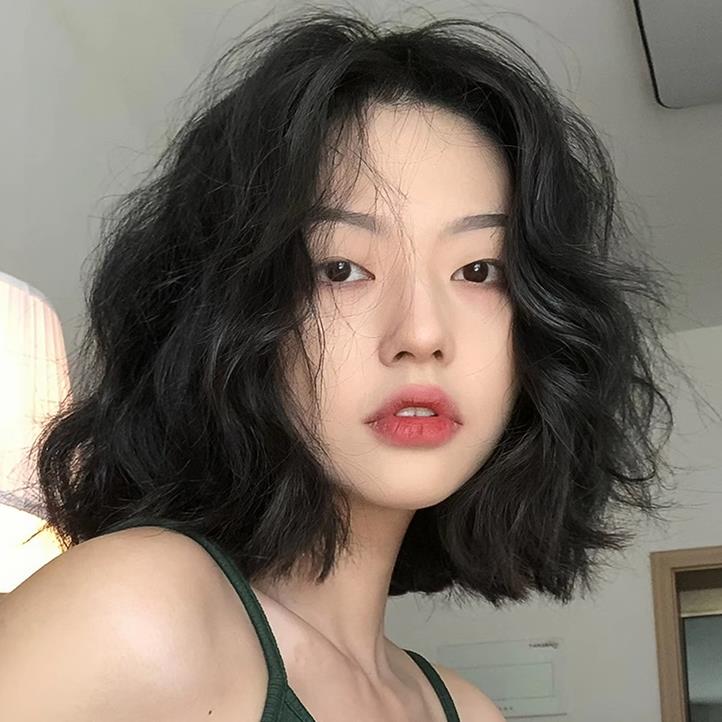 中分短卷假发套减龄蓬松整顶假发 甜美可爱羊毛卷假发佰芙美女装