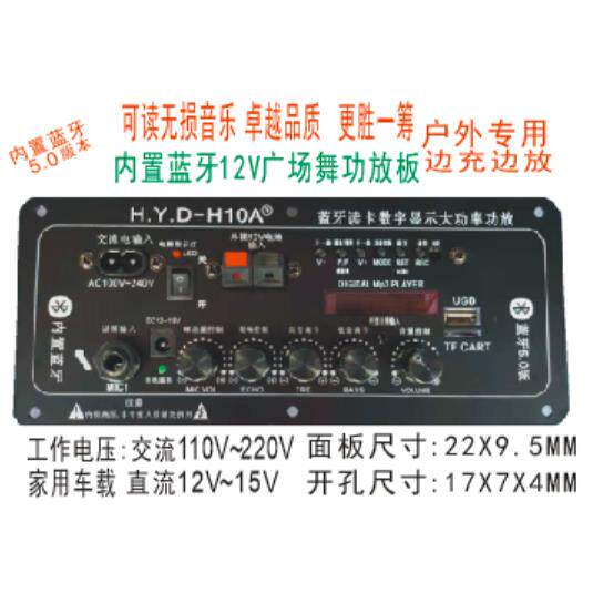 蓝牙功放板 可对12V电瓶充电 低音 卡包 广场舞拉杆箱