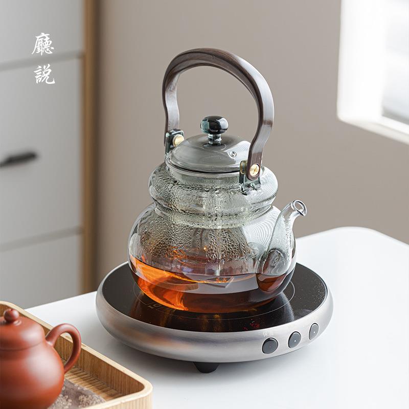 厅说福运提梁玻璃壶电热泡茶壶加热底盘家用办公室透明煮茶器茶具