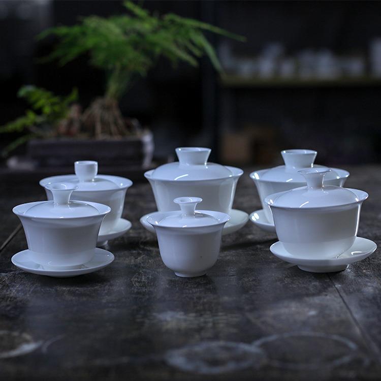 骨瓷薄胎三gcgw才杯盖碗茶工夫茶具大反口茶备茶陶瓷器夫功茶盖碗