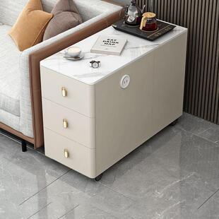 帝义沙发边柜侧边柜轻奢岩板角几桌子家用客厅小户型简约边几盖布