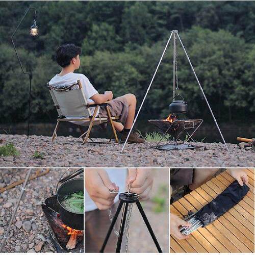 Camping Bonfire Tripod Aluminum Alloy Detachable Stand