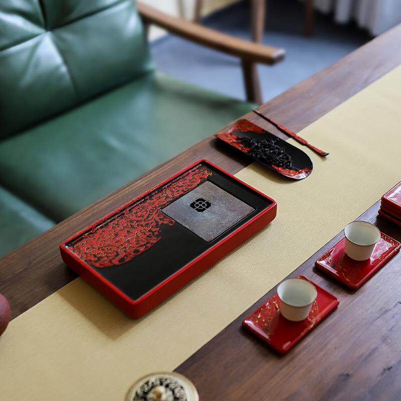 家用电木茶盘大漆迷你小型干泡台茶台办公室用茶杯托盘一人小茶盘