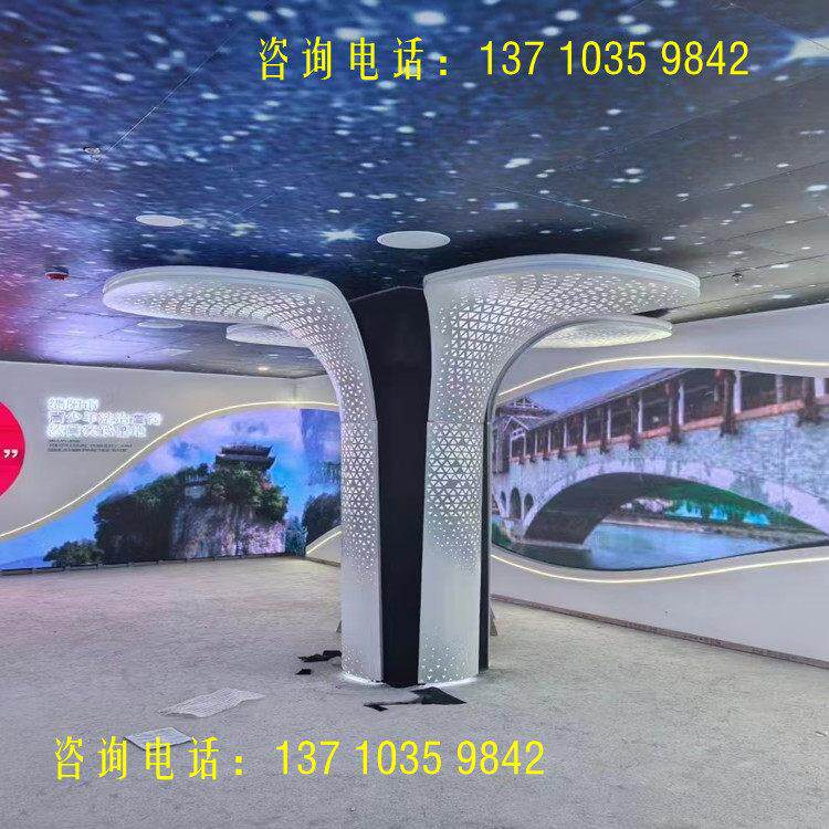 室内包圆柱铝单板 双弧形雕花板 双曲铝单板造型 定做喇叭口铝板