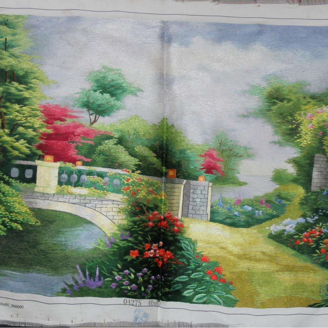 苏州手工刺绣画客厅装饰送礼苏绣未装裱风景画厂家生产