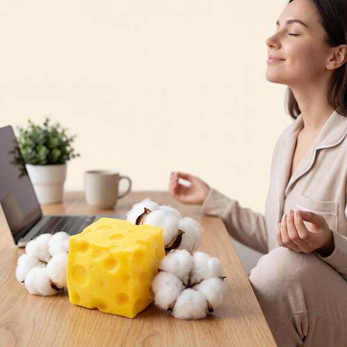 Yellow Cheese Squeeze Toy - Realistic Food Design, Soft, Res