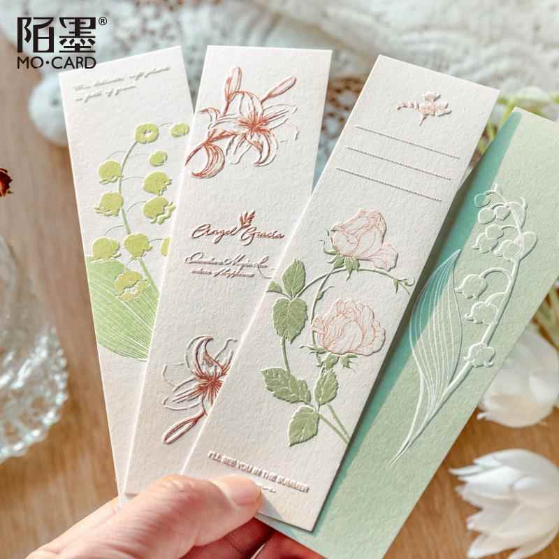 陌墨浮雕立体凸版书签 自然印迹 阅读礼物留言摘要功能卡片20张入