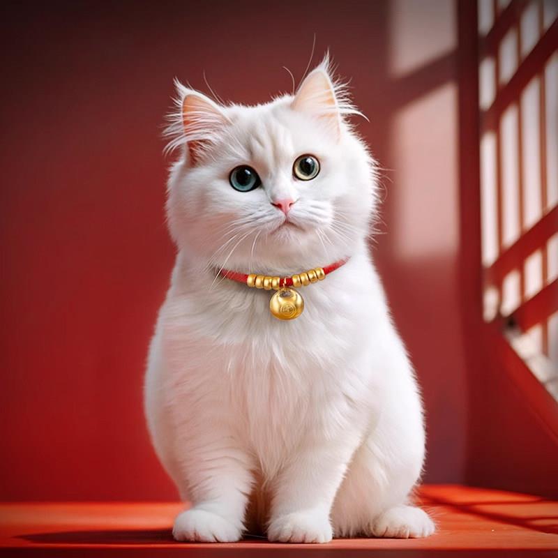 猫咪项圈狗狗铃铛无声长命锁猫项圈红绳装饰宠物配饰兔子猫猫项链