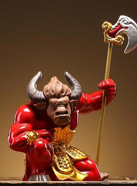 陶瓷招财进宝牛摆件客厅桌面酒柜牛摆件工艺品飞升牛年开幕礼品