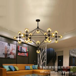 厂家直供北欧美式 创意餐厅咖啡厅复古简约玻璃圆球DNA魔豆LED吊灯