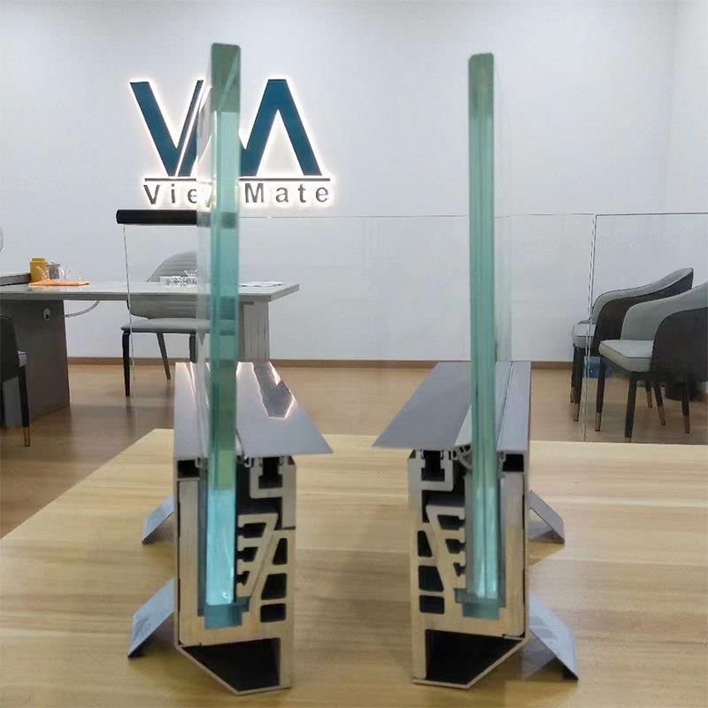 U型全玻璃护栏工厂酒店楼层木楼梯铝合金钢化玻璃型槽