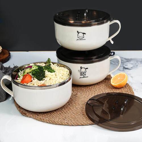 Stainless Steel Instant Noodle Bowl with Lid, Perfect for St