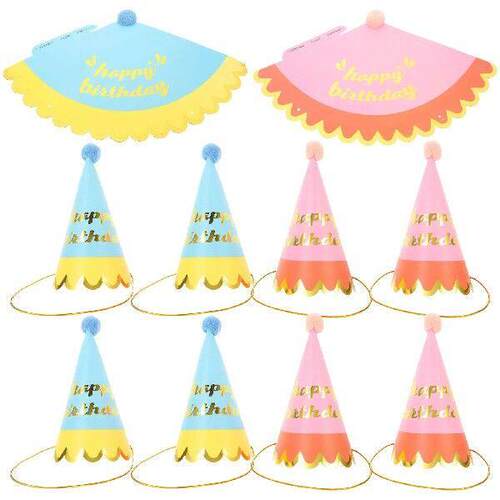 10 Pcs Birthday Hats Kids Party Hats Glitter Cone Caps