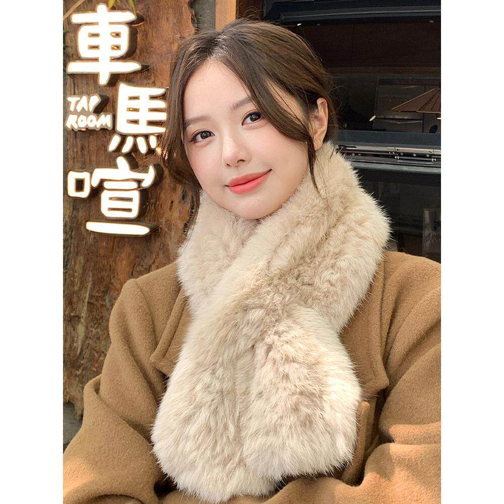 真兔毛编织围巾韩版秋冬气质新款双面加厚保暖皮草毛领子毛毛围脖