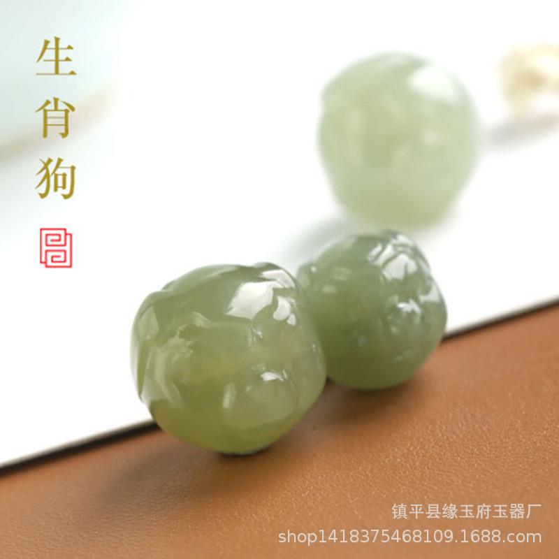 2026虎本命年玉狗玉马和田玉十二生肖鼠牛虎兔龙蛇羊猴圆玉珠子配