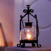 浪漫烛餐光晚道式 具玻烛台摆件手提蜡烛灯复古璃老铁18492艺油灯