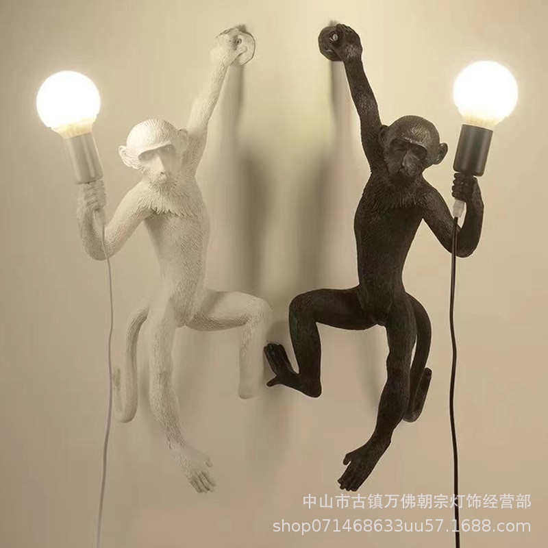 房餐厅猴子物风动吊灯壁灯工业创意儿童橱窗麻绳台灯个性灯服装店