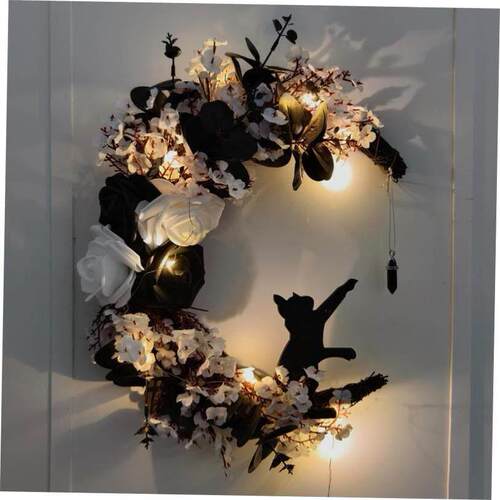 Halloween deadwood garland decorated with vine circles万圣节