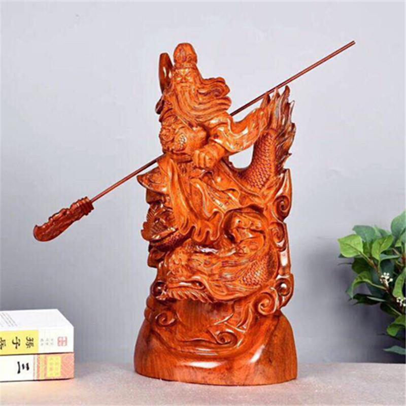 黑檀花梨无品牌/站龙关/公摆件木实雕木整料雕刻摆件木根雕万象阁