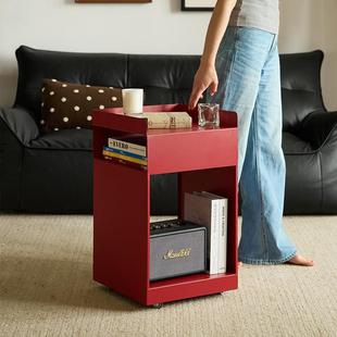 小四移动边几客厅家用网红茶几卧室中古床头柜可移动推车沙发边柜