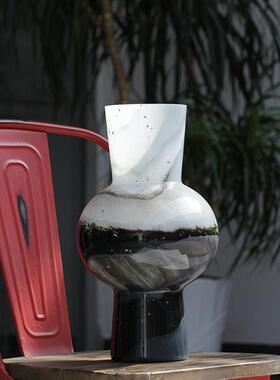 新款直销中古风渐变拼色玻璃花瓶摆件客厅餐桌水培复古花瓶简约轻