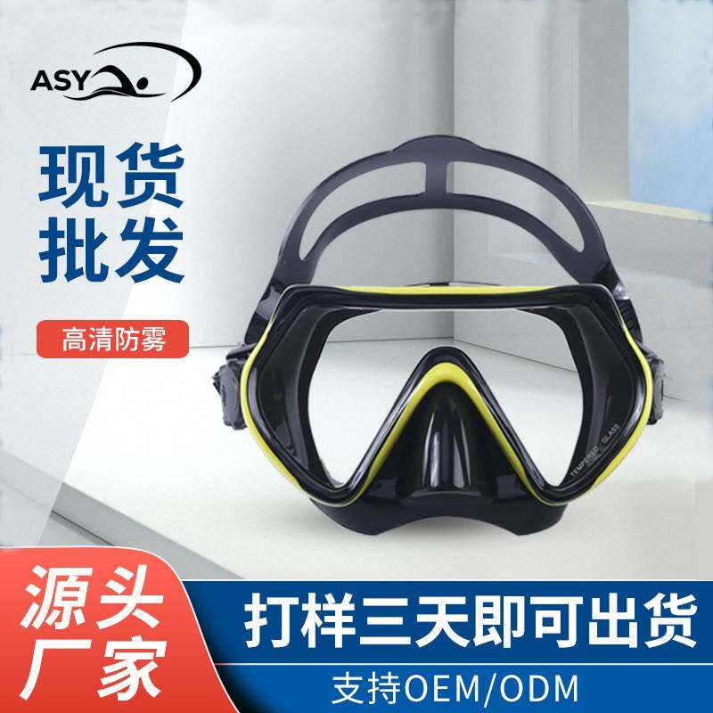 跨境成人防雾潜水面镜大框海滩浮潜装备钢化玻璃护鼻潜水眼镜