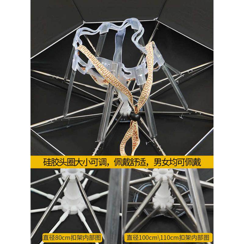 新型伞帽头戴式钓鱼伞双层透气折叠大号户外伞采茶环卫斗笠伞