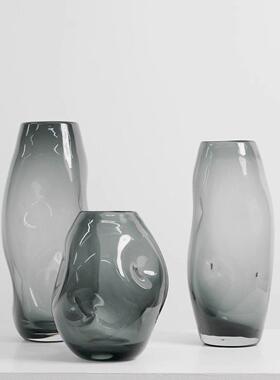 北欧简约不规则玻璃花瓶摆件客厅插花餐桌卧室水培鲜花花瓶装饰品
