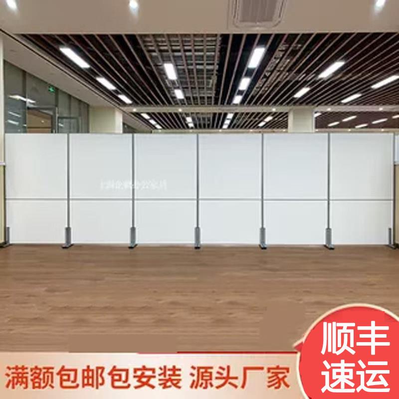 简约玻璃隔断墙 工厂活动屏风 可定制铝合金移动隔板办公室隔断