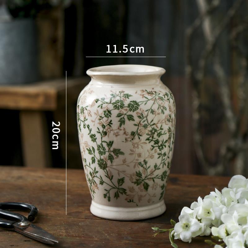 高档简约绿色陶瓷花瓶插花卉鲜花培器皿客古厅餐桌复面创水意摆件