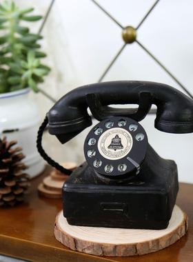 客厅高级感柜子摆件冰箱顶上面的摆件复古做旧电话机树脂创意家居