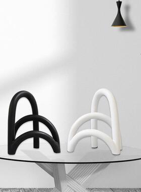 厂家现代简约白色树脂拱形摆件卧室书房客厅轻奢创意摆件