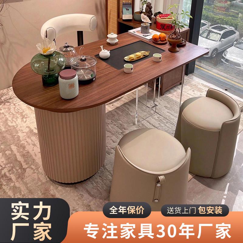 实木阳台茶桌椅组合新中式小户型现代简约家用功夫小茶台泡茶桌子