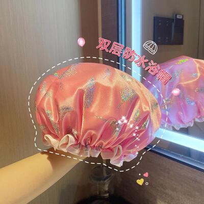 超Q弹超面柔双层浴帽女防水洗澡家用儿童淋浴沐浴帽厨房专用防油