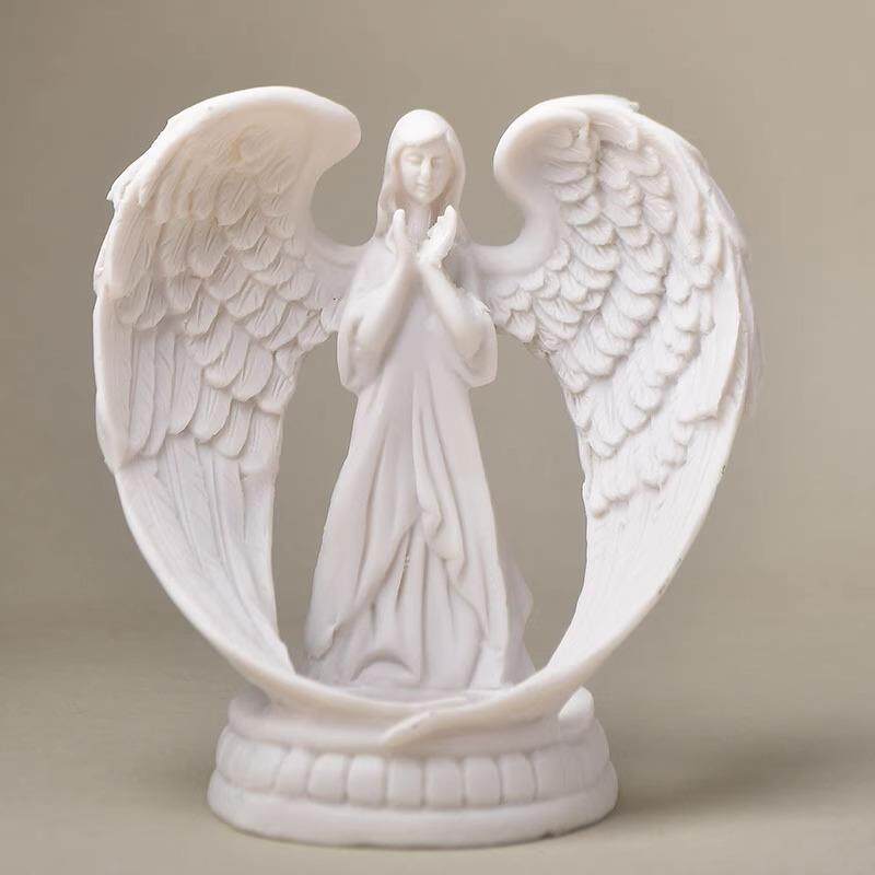 欧式纯白祈祷天使烛台摆件美式树脂桌面装饰品婚礼浪漫情侣摆设