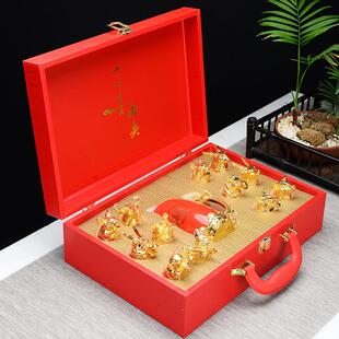 酒具公司礼品 陶瓷家用中式 十二生肖圆明园兽首喝白酒 小酒杯套装