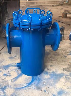 304污锈钢篮式过 滤器 工业水 管道直通 蓝式法549不兰桶式快开除