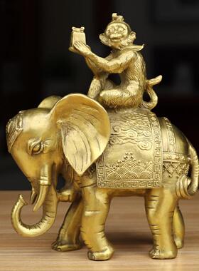 铜封侯拜相铜吉祥如意大象猴子官印家居客厅装饰品吉祥办公摆件