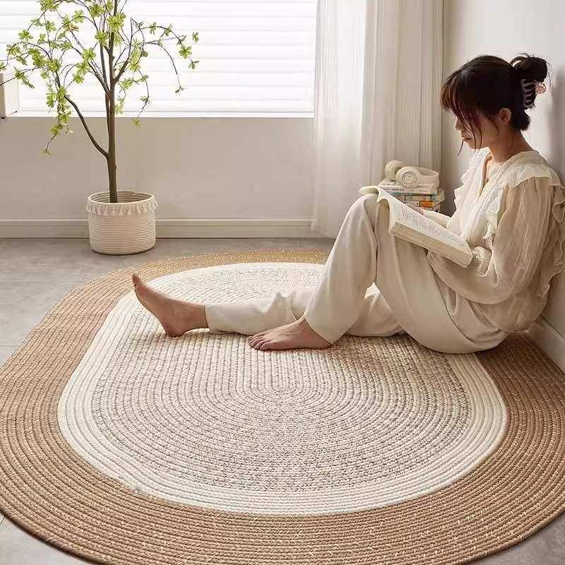 觅渐变地毯渡家用简约胶毯茶几床边浅棕编织客厅无奢椭圆形手工轻,居家布艺,地毯,淘宝优惠券,粉丝福利购,淘宝优惠卷