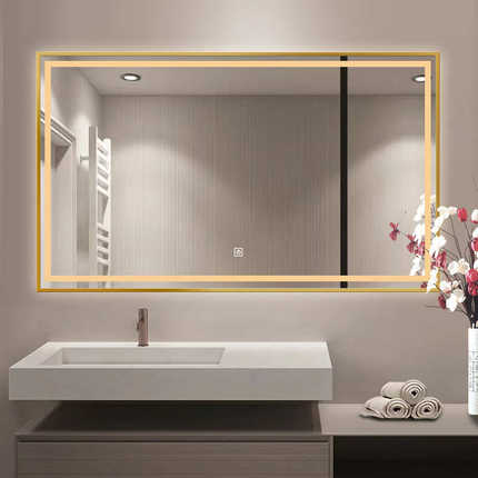 智能浴室镜子触摸屏卫生间除雾led灯镜带灯挂墙式洗手间化妆镜批