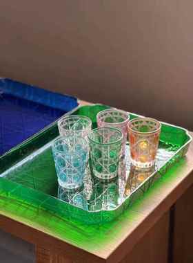 托物盘格纹家具系37702列网居家托藤盘装饰置盘红甜品盘